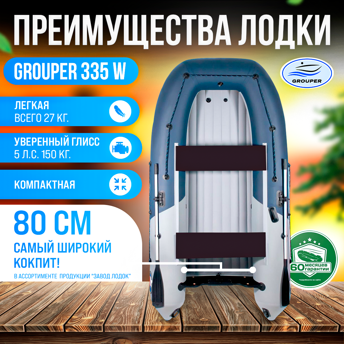 Купить Надувная лодка НДНД GROUPER 335W