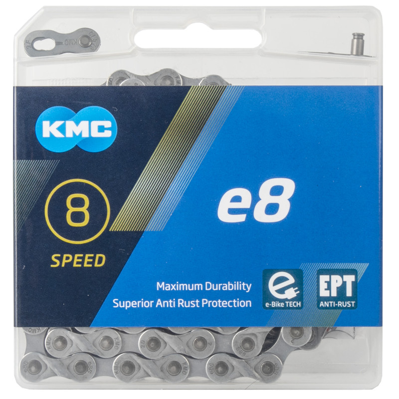 Купить Цепь KMC e8 EPT EcoProTeQ 8 ск., 122 зв., с замком, с антикор. покр., для E-Bike