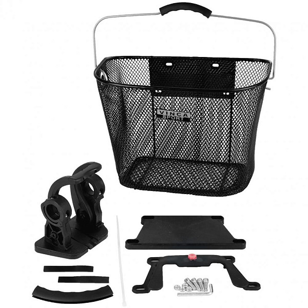 Купить Корзинка передняя быстросъемная VINCA SPORT 310х230х230мм, черная, серебристая ручка